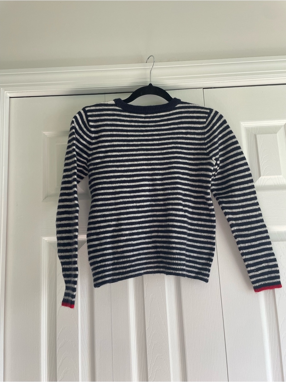 J. Crew Navy, White & Purple Striped Fair Isle Crewneck Sweater - Picture 4 of 4